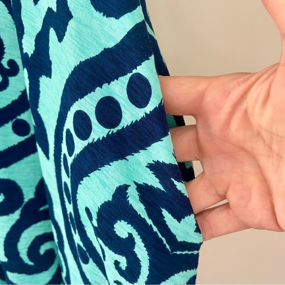 Beacon River Sleeveless Tank Dress Small Damask Print Teal Green Navy Blue - Picture 6 of 9